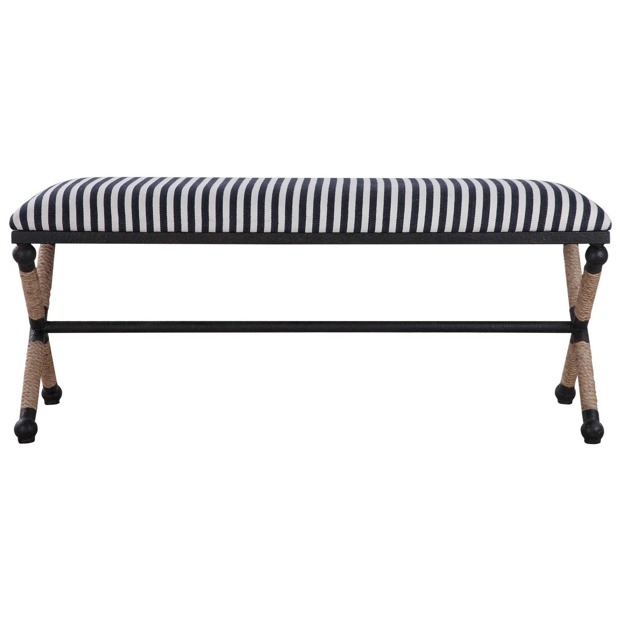 Striped deals upholstered bench